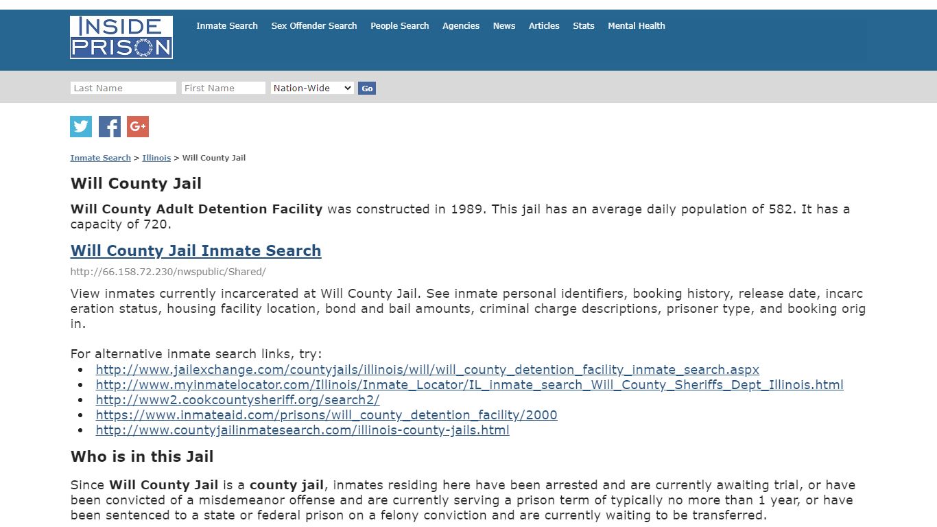 Will County Jail - Illinois - Inmate Search - Inside Prison