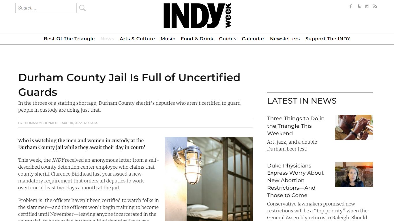 Durham County Jail Is Full of Uncertified Guards - INDY Week