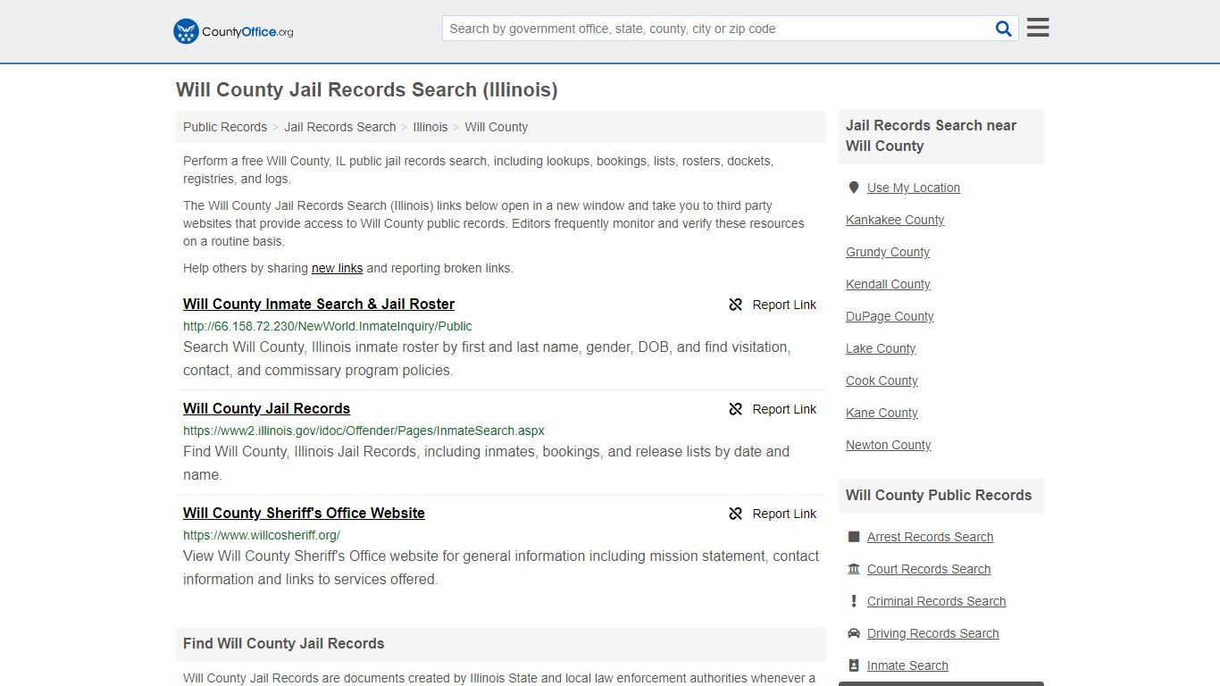 Jail Records Search - Will County, IL (Jail Rosters & Records)